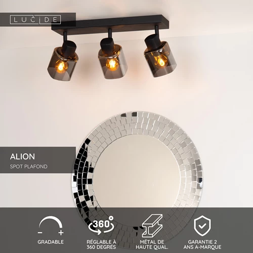 Lucide ALION - Spot plafond - 3xE14 - Noir - USP